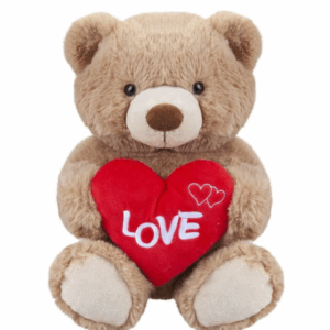 Sitting Brown Soft Plush with Heart