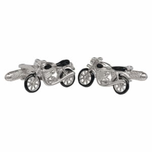 Onyx Art Rhodium Motorbike Cufflinks